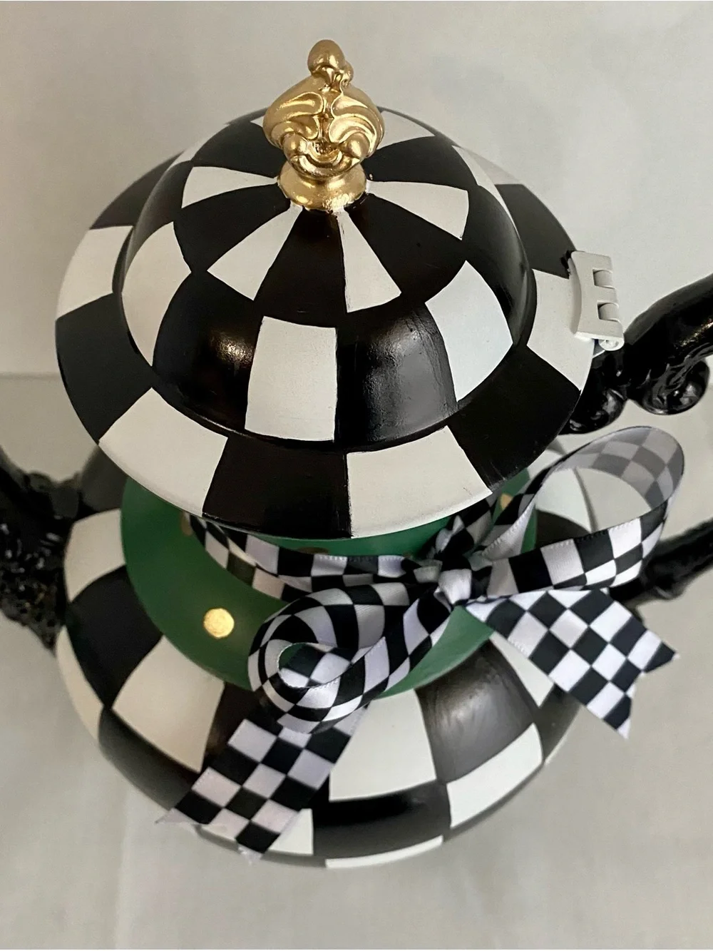 MacKenzie Childs inspired vintage hand painted silver plate tea set